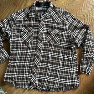 Wrangler Men's Plaid Flannel Western Pearl Snap Long Sleeve Shirt XXL